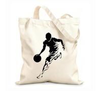 AILOONG Bolsas de tela con impresión de alta definición Jugador de baloncesto Juego deportivo Fire Boy Tela de 12 oz de grosor Reutilizable 35x40cm Grande