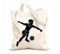 AILOONG Bolsas de tela con impresión de alta definición Jugador de fútbol niño pelota deporte infantil Tela de 12 oz de grosor Reutilizable 31x36cm Mediano