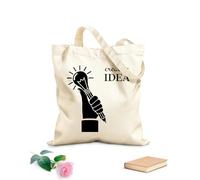 AILOONG Bolsas de tela con impresión de alta definición Letrero de bombilla con idea para sala de estudio Tela de 12 oz de grosor Reutilizable 35x40cm Grande