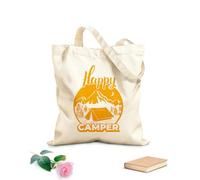 AILOONG Bolsas de tela con impresión de alta definición Letrero para acampar en tienda de campaña de viaje Happy Camper Tela de 340g/m² de grosor Reutilizable