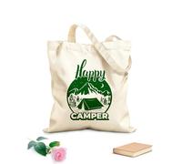 AILOONG Bolsas de tela con impresión de alta definición Letrero para acampar en tienda de campaña de viaje Happy Camper Tela de 340g/m² de grosor Reutilizable
