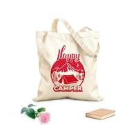 AILOONG Bolsas de tela con impresión de alta definición Letrero para acampar en tienda de campaña de viaje Happy Camper Tela de 340g/m² de grosor Reutilizable