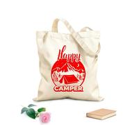 AILOONG Bolsas de tela con impresión de alta definición Letrero para acampar en tienda de campaña de viaje Happy Camper Tela de 340g/m² de grosor Reutilizable