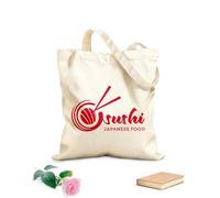AILOONG Bolsas de tela con impresión de alta definición Logotipo de Sushi Planet Asia Food Cafetería japonesa Tela de 340g/m² de grosor Reutilizable