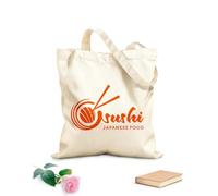 AILOONG Bolsas de tela con impresión de alta definición Logotipo de Sushi Planet Asia Food Cafetería japonesa Tela de 340g/m² de grosor Reutilizable