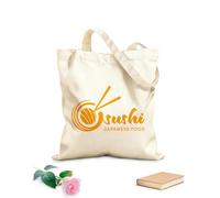 AILOONG Bolsas de tela con impresión de alta definición Logotipo de Sushi Planet Asia Food Cafetería japonesa Tela de 340g/m² de grosor Reutilizable