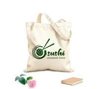 AILOONG Bolsas de tela con impresión de alta definición Logotipo de Sushi Planet Asia Food Cafetería japonesa Tela de 340g/m² de grosor Reutilizable