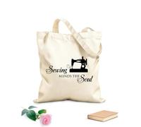 AILOONG Bolsas de tela con impresión de alta definición Máquina de coser Costura Reparación Cita del alma Tienda de telas Tienda de costura Tela de 12 oz de grosor Reutilizable 31x36cm Mediano