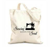 AILOONG Bolsas de tela con impresión de alta definición Máquina de coser Costura Reparación Cita del alma Tienda de telas Tienda de costura Tela de 12 oz de grosor Reutilizable 35x40cm Grande