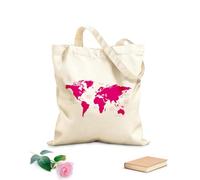 AILOONG Bolsas de tela con impresión de alta definición Patrón del mapa mundial del océano continental Tela de 340g/m² de grosor Reutilizable