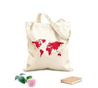 AILOONG Bolsas de tela con impresión de alta definición Patrón del mapa mundial del océano continental Tela de 340g/m² de grosor Reutilizable