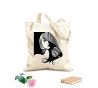 AILOONG Bolsas de tela con impresión de alta definición Peluquería de salón de belleza Pretty Woman Tela de 12 oz de grosor Reutilizable 25x30cm Pequeño