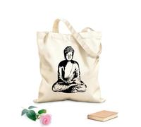 AILOONG Bolsas de tela con impresión de alta definición Religión del budismo de Buda Estilo del budismo de Buda Tela de 12 oz de grosor Reutilizable 31x36cm Mediano