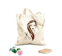 AILOONG Bolsas de tela con impresión de alta definición Salón de belleza, peluquería, tijeras, chica, barbería Tela de 340g/m² de grosor Reutilizable