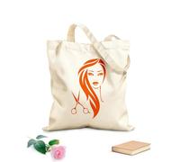 AILOONG Bolsas de tela con impresión de alta definición Salón de belleza, peluquería, tijeras, chica, barbería Tela de 340g/m² de grosor Reutilizable