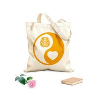 AILOONG Bolsas de tela con impresión de alta definición Salud mental, cerebro, corazón, amor, parte del símbolo Yin Yang Tela de 340g/m² de grosor Reutilizable