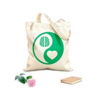 AILOONG Bolsas de tela con impresión de alta definición Salud mental, cerebro, corazón, amor, parte del símbolo Yin Yang Tela de 340g/m² de grosor Reutilizable