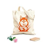 AILOONG Bolsas de tela con impresión de alta definición Silueta de lobo aullando en el bosque, animal, lobo, árbol Tela de 340g/m² de grosor Reutilizable