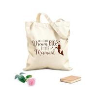 AILOONG Bolsas de tela con impresión de alta definición Sueña en grande, gran sirena, caricatura, citas de sirenas, niña Tela de 340g/m² de grosor Reutilizable