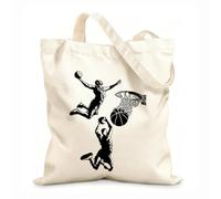 AILOONG Bolsas de tela con impresión de alta definición Tela de 12 oz de grosor Aro de baloncesto Deportes Sala de baloncesto Niño Reutilizable 31x36cm Mediano