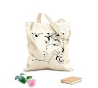 AILOONG Bolsas de tela con impresión de alta definición Tela de 12 oz de grosor Azulejo romántico con patrón abstracto de besos de pareja Reutilizable 35x40cm Grande
