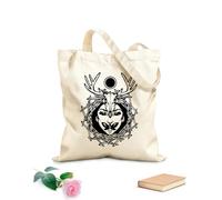 AILOONG Bolsas de tela con impresión de alta definición Tela de 12 oz de grosor Chica Cráneo Animal Mariposa Magia Oculto Reutilizable 35x40cm Grande