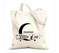 AILOONG Bolsas de tela con impresión de alta definición Tela de 12 oz de grosor Citas de sueños grandes, luna y estrellas para niños y bebés Reutilizable 31x36cm Mediano