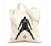 AILOONG Bolsas de tela con impresión de alta definición Tela de 12 oz de grosor Futbolista Jugador de fútbol Pelota Jugador de fútbol Reutilizable 25x30cm Pequeño