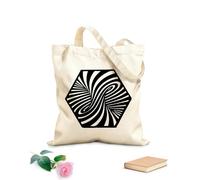 AILOONG Bolsas de tela con impresión de alta definición Tela de 12 oz de grosor Patrón mágico de curvas geométricas Reutilizable 25x30cm Pequeño