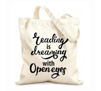 AILOONG Bolsas de tela con impresión de alta definición Tela de 12 oz de grosor Sala de lectura Biblioteca Cita El liderazgo es soñar con los ojos abiertos Librería Reutilizable 25x30cm Pequeño