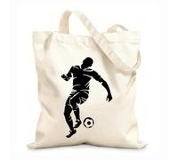 AILOONG Bolsas de tela con impresión de alta definición Tela de 12 oz de grosor Silueta de jugador de fútbol con pelota, deporte adolescente Reutilizable 25x30cm Pequeño