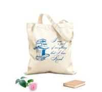 AILOONG Bolsas de tela con impresión de alta definición Tela de 340g/m² de grosor Citas sobre la lectura de libros Soy parte de todo lo que he leído Sala de lectura Biblioteca Reutilizable