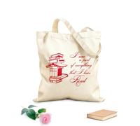 AILOONG Bolsas de tela con impresión de alta definición Tela de 340g/m² de grosor Citas sobre la lectura de libros Soy parte de todo lo que he leído Sala de lectura Biblioteca Reutilizable