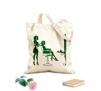 AILOONG Bolsas de tela con impresión de alta definición Tela de 340g/m² de grosor Estilista Chicas Peinado Salón de Belleza Espejo de Cabello Reutilizable