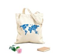 AILOONG Bolsas de tela con impresión de alta definición Tela de 340g/m² de grosor Mapa del mundo Continentes Rompecabezas Viajes Turismo Reutilizable