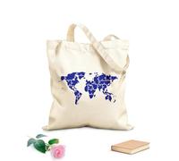 AILOONG Bolsas de tela con impresión de alta definición Tela de 340g/m² de grosor Mapa del mundo Continentes Rompecabezas Viajes Turismo Reutilizable