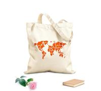 AILOONG Bolsas de tela con impresión de alta definición Tela de 340g/m² de grosor Mapa del mundo Continentes Rompecabezas Viajes Turismo Reutilizable