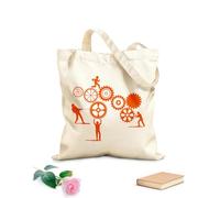 AILOONG Bolsas de tela con impresión de alta definición Tela de 340g/m² de grosor Mecanismo de trabajo en equipo Personas Engranajes Reutilizable