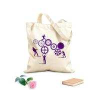 AILOONG Bolsas de tela con impresión de alta definición Tela de 340g/m² de grosor Mecanismo de trabajo en equipo Personas Engranajes Reutilizable