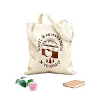 AILOONG Bolsas de tela con impresión de alta definición Tela de 340g/m² de grosor Viajar es una inversión en ti mismo Frase Foto Reutilizable