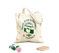 AILOONG Bolsas de tela con impresión de alta definición Tela de 340g/m² de grosor Viajar es una inversión en ti mismo Frase Foto Reutilizable