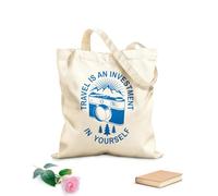 AILOONG Bolsas de tela con impresión de alta definición Tela de 340g/m² de grosor Viajar es una inversión en ti mismo Frase Foto Reutilizable