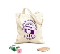 AILOONG Bolsas de tela con impresión de alta definición Tela de 340g/m² de grosor Viajar es una inversión en ti mismo Frase Foto Reutilizable