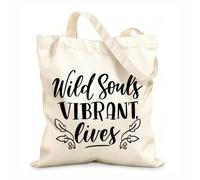 AILOONG Bolsas reutilizables para la compra Almas salvajes Vidas vibrantes Tela de 12 oz de grosor Plegable 35x40cm Grande