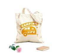 AILOONG Bolsas reutilizables para la compra Cita de letras Acampar es vida Tela de 340g/m² de grosor Plegable