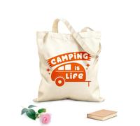 AILOONG Bolsas reutilizables para la compra Cita de letras Acampar es vida Tela de 340g/m² de grosor Plegable
