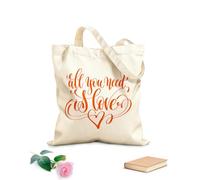 AILOONG Bolsas reutilizables para la compra Cita escrita a mano Todo lo que necesitas es amor Tela de 340g/m² de grosor Plegable