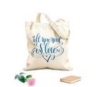 AILOONG Bolsas reutilizables para la compra Cita escrita a mano Todo lo que necesitas es amor Tela de 340g/m² de grosor Plegable