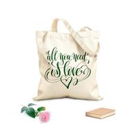 AILOONG Bolsas reutilizables para la compra Cita escrita a mano Todo lo que necesitas es amor Tela de 340g/m² de grosor Plegable