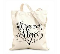 AILOONG Bolsas reutilizables para la compra Cita escrita a mano Todo lo que necesitas es amor Tela de 12 oz de grosor Plegable 25x30cm Pequeño